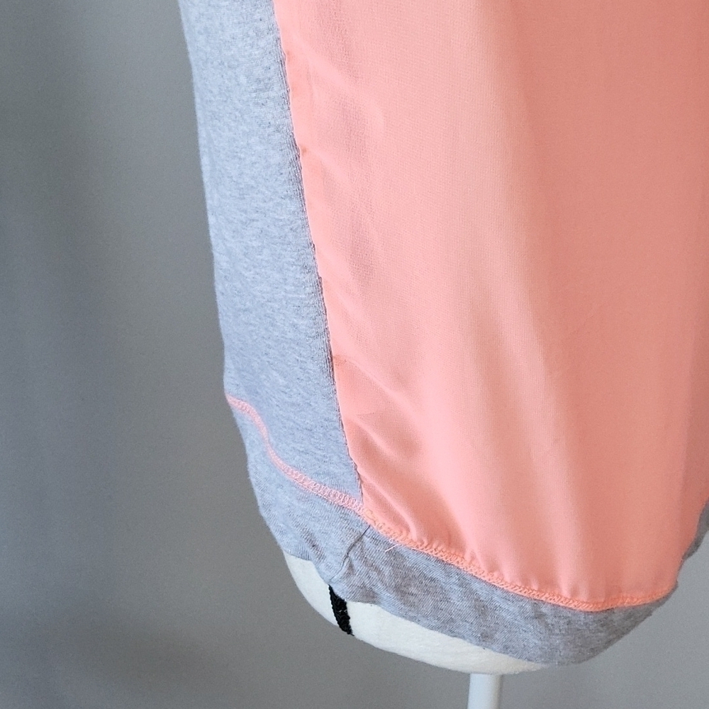 Maurices mixed material heather gray and hot coral colored sheer back tee - Picture 6 of 15
